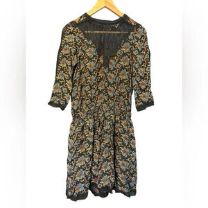 Sea New York Printed Floral Paisley Lace Long Sleeve Mini Dress Size 2